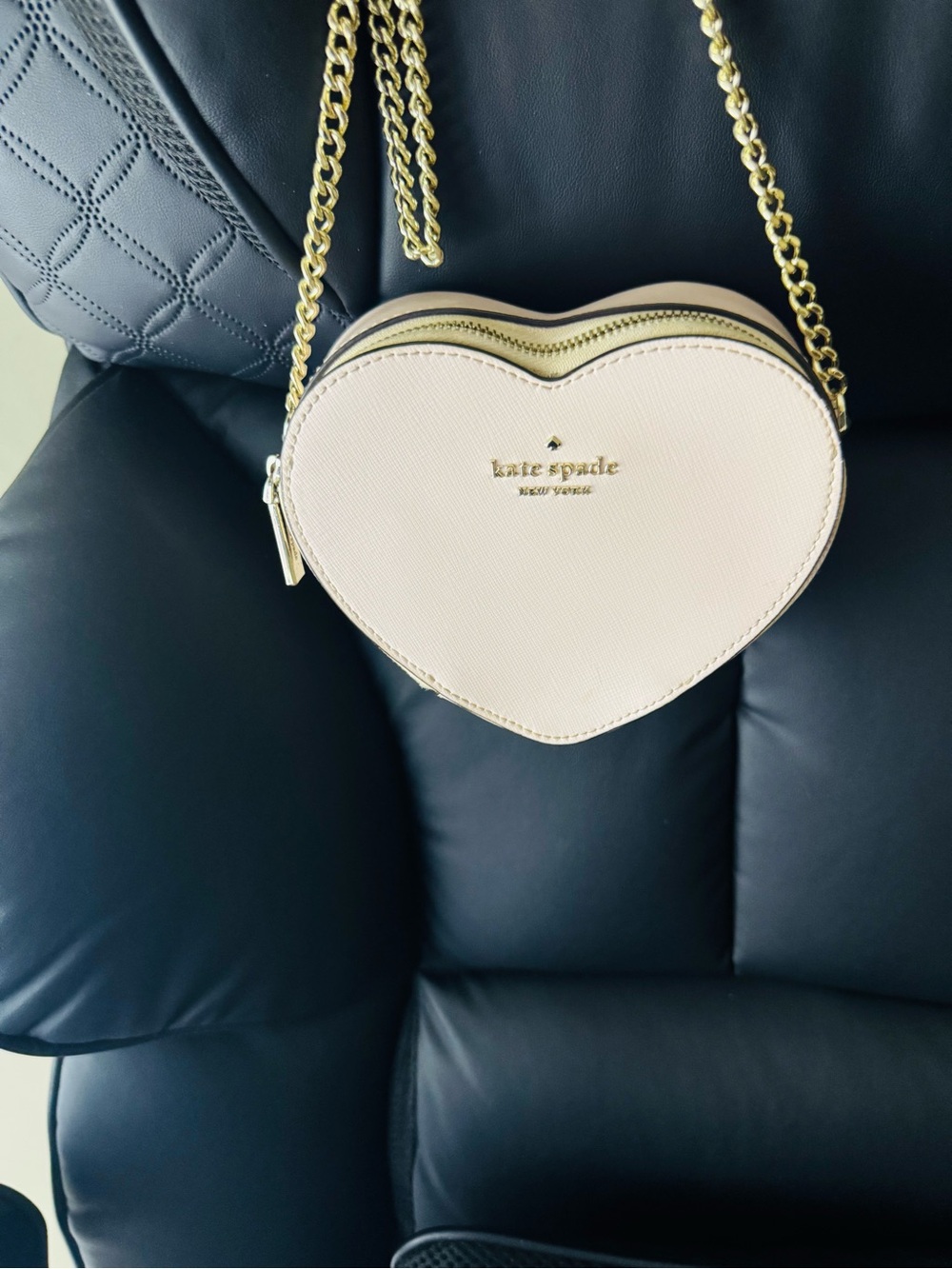 kate spade Heart-Shaped Crossbody Bag in Blush with Gold Chain